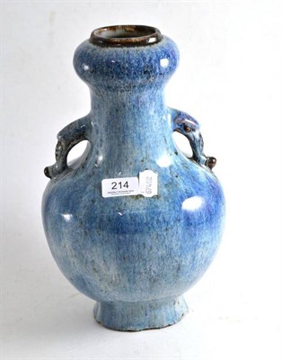 Lot 214 - A Chinese blue glazed stoneware vase