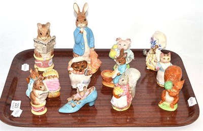 Lot 223 - Beswick Beatrix Potter figures comprising 'Hunca Munca', 'Tabitha Twitchett', 'Goody Tiptoes', 'Mrs