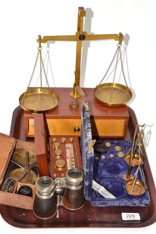 Lot 229 - Three various balances, a cased set of weights and assorted Royal commemorative ware