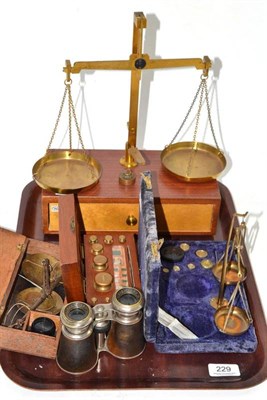 Lot 229 - Three various balances, a cased set of weights and assorted Royal commemorative ware