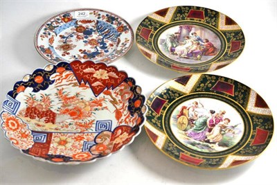 Lot 242 - Imari plate, Chinese Imari plate and two Vienna style plates