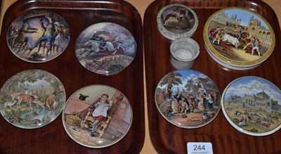 Lot 244 - Eight pot lids including 'The Times', 'Philadelphia Exhibition', 'The Village Wedding'