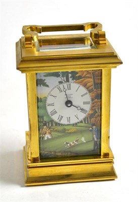 Lot 253 - Halcyon Days pheasant shooting carriage clock, with original box