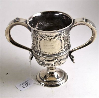Lot 273 - Georgian silver loving cup, later engraved
