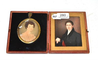 Lot 280 - Miniature of an early 19th century gentleman and another miniature of a lady