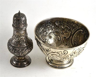 Lot 284 - Silver sugar caster and bowl