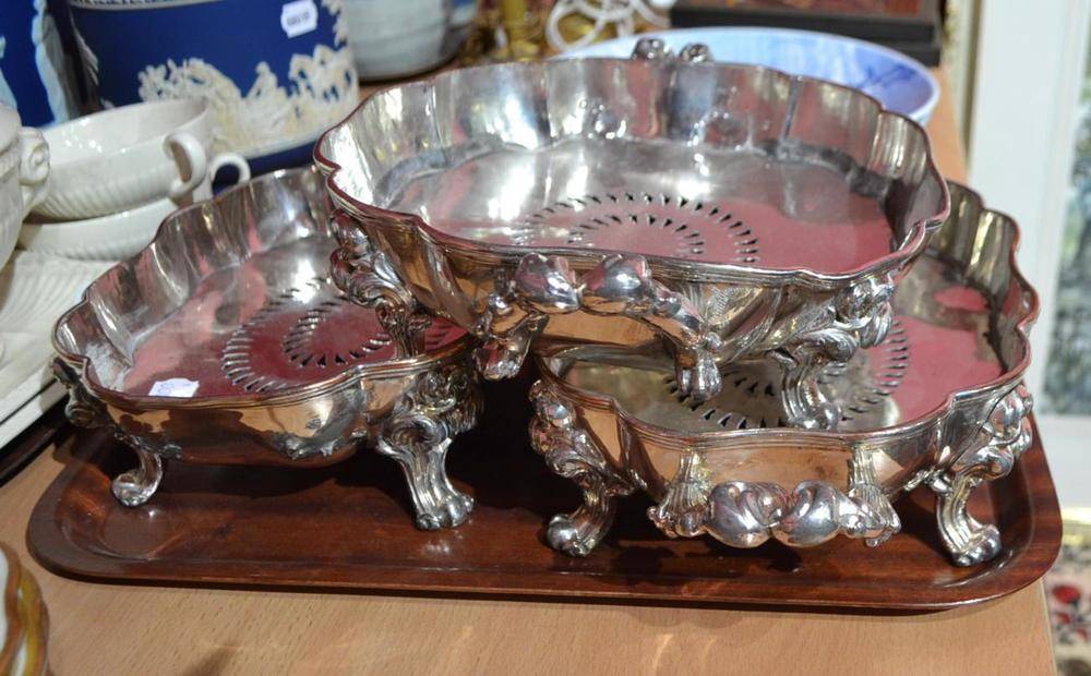 Lot 847 - Three Georgian Sheffield plate food warmers, circa 1810