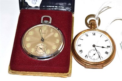Lot 36 - An Art Deco Oris pocket watch and a gold plated pocket watch (2)