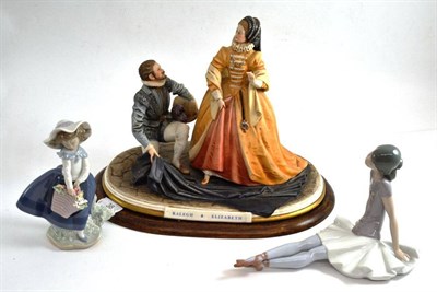 Lot 38 - Capodimonte figure group and two Lladro china figures (3)