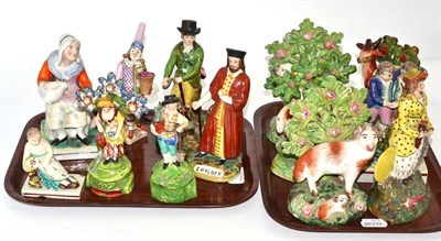 Lot 46 - Two trays of 19th century pearlware figures (a.f.)