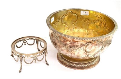 Lot 78 - Silver plated rose bowl and an Edwardian silver plated stand in Adams style