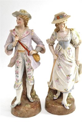 Lot 80 - A large pair of Continental porcelain figures of a gallant and a lady