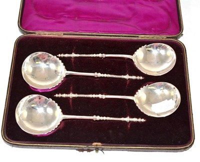 Lot 118 - Cased set of four silver 16th century style spoons by the Goldsmiths & Silversmiths Company