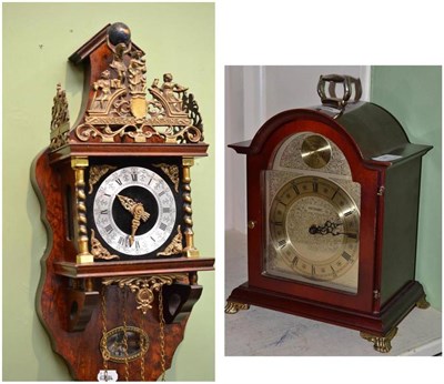 Lot 147 - Walnut wall clock and a mantel clock