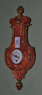 Lot 148 - Late 19th century French pink marble and ormolu mounted timepiece