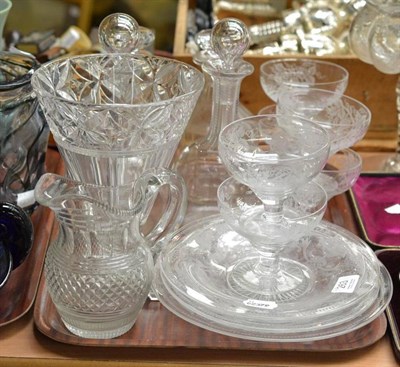 Lot 162 - Assorted Victorian decanters, a George III cut glass jug and various other cut glass