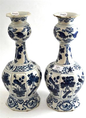 Lot 181 - A pair of Delft vases (a.f.)