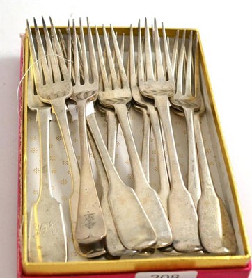 Lot 208 - Twelve assorted silver forks, various patterns, dates and makers