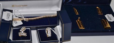 Lot 213 - A silver gilt stone set ring, bracelet and matching earrings and presentation ingot set