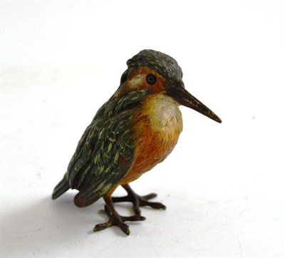 Lot 223 - A cold painted bronze figure of a king fisher