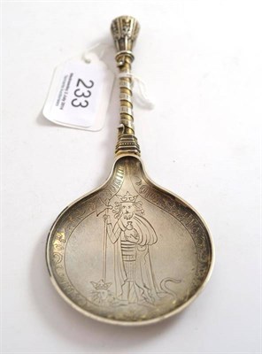 Lot 233 - An early 20th century Dutch silver replica of a 16th century Christening spoon, engraved with...