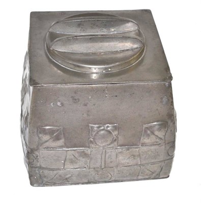 Lot 243 - A Liberty Tudric pewter biscuit box and cover embossed with honesty, shape no. 0194