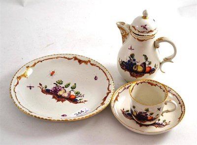 Lot 244 - 19th century Continental fruit decorated jug and match trio