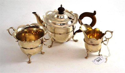 Lot 246 - Three piece silver bachelor tea set