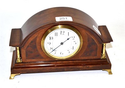 Lot 251 - A mahogany inlaid mantel timepiece