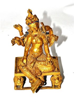 Lot 265 - Gilt bronze figure of Vasudhara