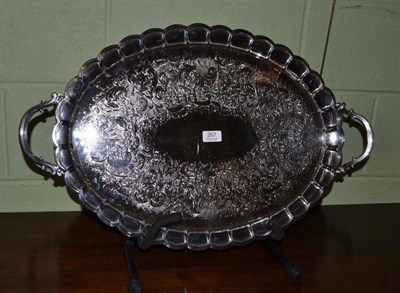 Lot 267 - A silver plated oval engraved tray