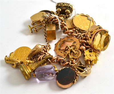 Lot 291 - A gold charm bracelet set with sovereigns and half sovereigns