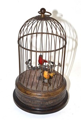 Lot 311 - A singing bird in cage automaton, with two birds sat on a perch (working)