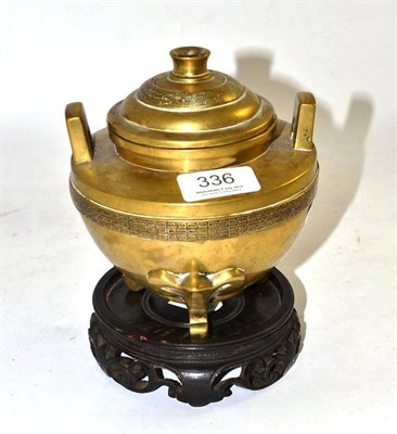 Lot 336 - A 19th century Chinese bronze koro/incense burner