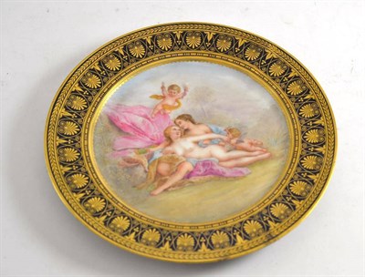 Lot 343 - A Sevres style plate decorated with Classical figures and putti (a.f.)