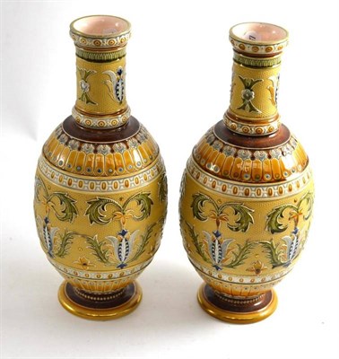 Lot 345 - A pair of Mettlach vases (one a.f.)