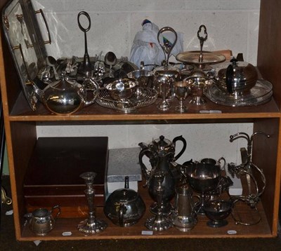 Lot 382 - Quantity of EPNS and a canteen of Viners cutlery (on two shelves)