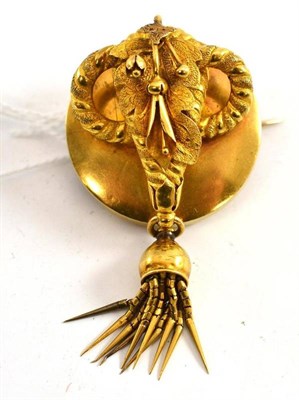 Lot 384 - A brooch with locket back and granulated knot and tassel decoration