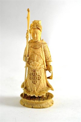 Lot 428 - Late 19th century Chinese ivory warrior