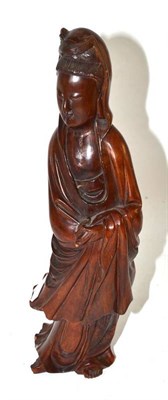 Lot 432 - Carved hardwood Guanyin