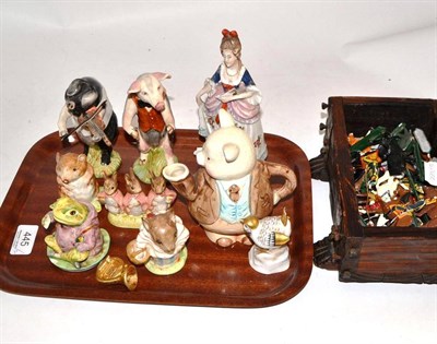 Lot 445 - Lead soldiers and various ornaments including Beatrix Potter