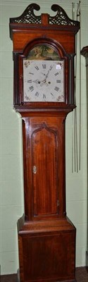 Lot 508 - Eight day longcase clock with painted arch dial