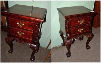 Lot 514 - Pair of reproduction two drawer bedside chests