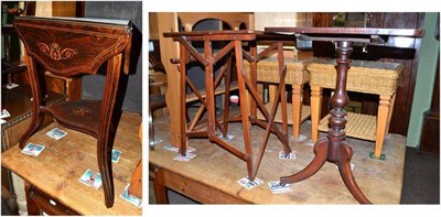 Lot 523 - Rosewood drop leaf table, pedestal table and an occasional table