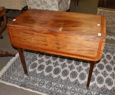 Lot 552 - George III mahogany and satinwood banded Pembroke table