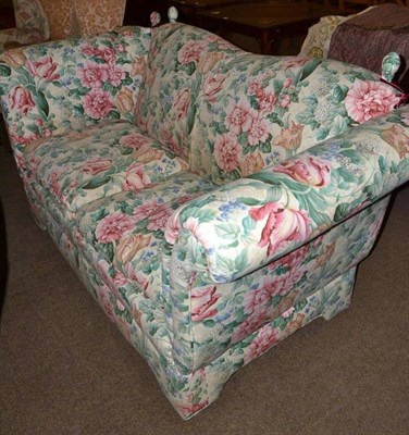 Lot 567 - Drop-end sofa upholstered in floral Bemenden fabric with fire certificate