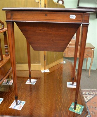 Lot 596 - 19th century work table in Georgian style with hinged lid and workbox below