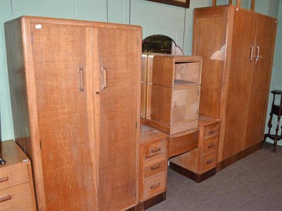 Lot 604 - Oak bedroom furniture including double door wardrobe, dressing table, two bedside cupboards,...