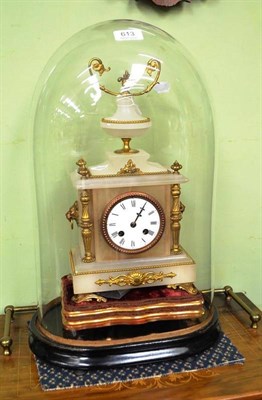 Lot 613 - A Japy Freres alabaster clock stand and dome