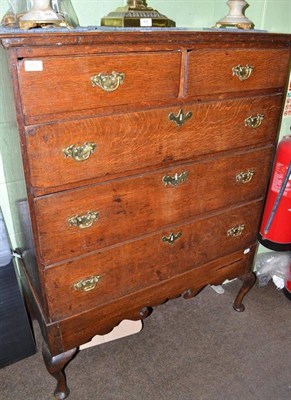 Lot 615 - An oak five drawer chest of drawers, basically 18th century